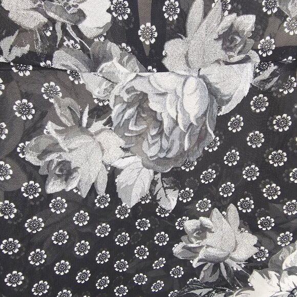 Sheer Floral Layered Look Business Casual Modern Chic Flowy Elegant Top Women XL - Picture 10 of 13